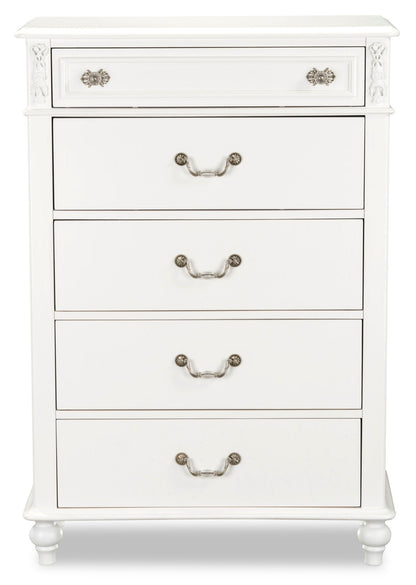 Livy 5-Drawer Bedroom Chest for Kids, 35"W - White | Commode verticale Livy de 35 po (L) à 5 tiroirs pour enfants - blanche