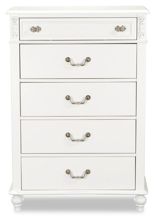Livy 5-Drawer Bedroom Chest for Kids, 35"W - White | Commode verticale Livy de 35 po (L) à 5 tiroirs pour enfants - blanche