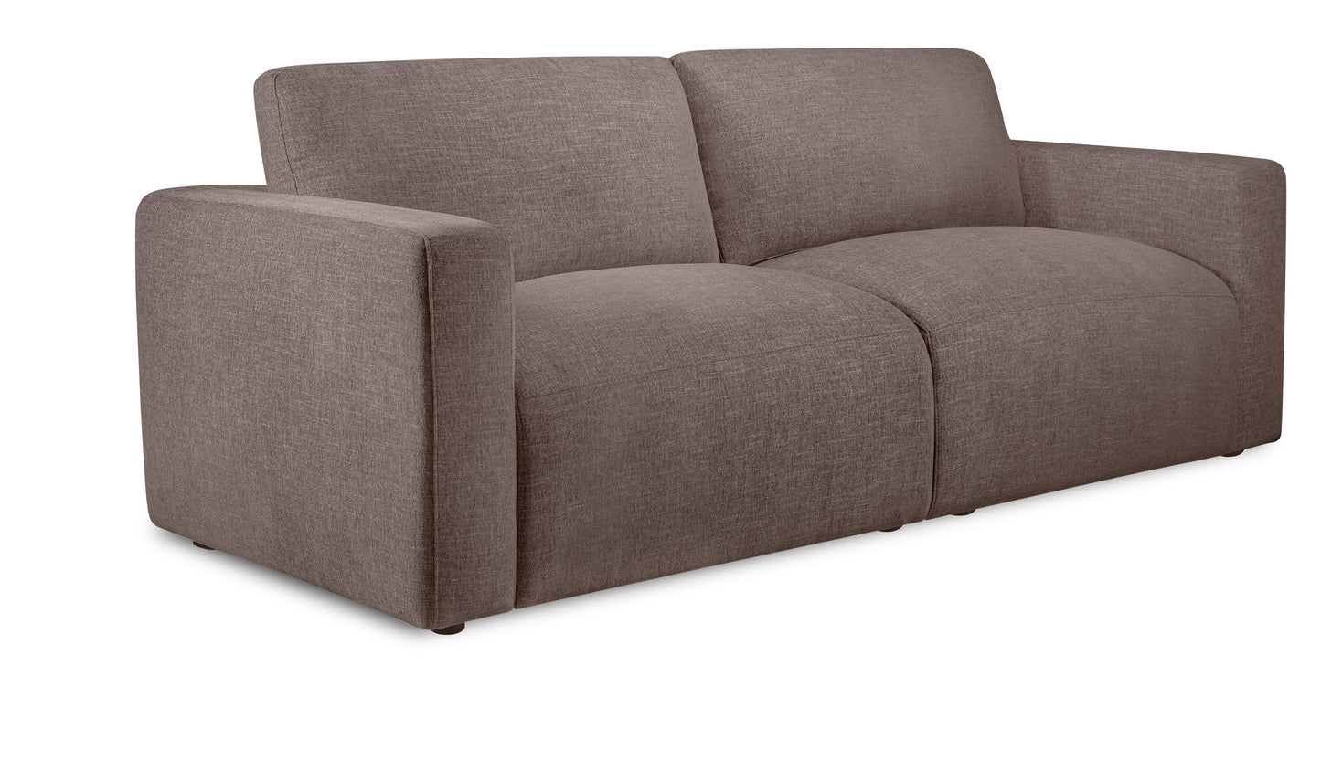 Kort & Co. Lotus 89" Chenille Fabric Sofa with Feather Down Cushions - Coffee Brown | Sofa Lotus de Kort & Co. de 89 po en tissu de chenille avec coussins en duvet et plumes - brun café