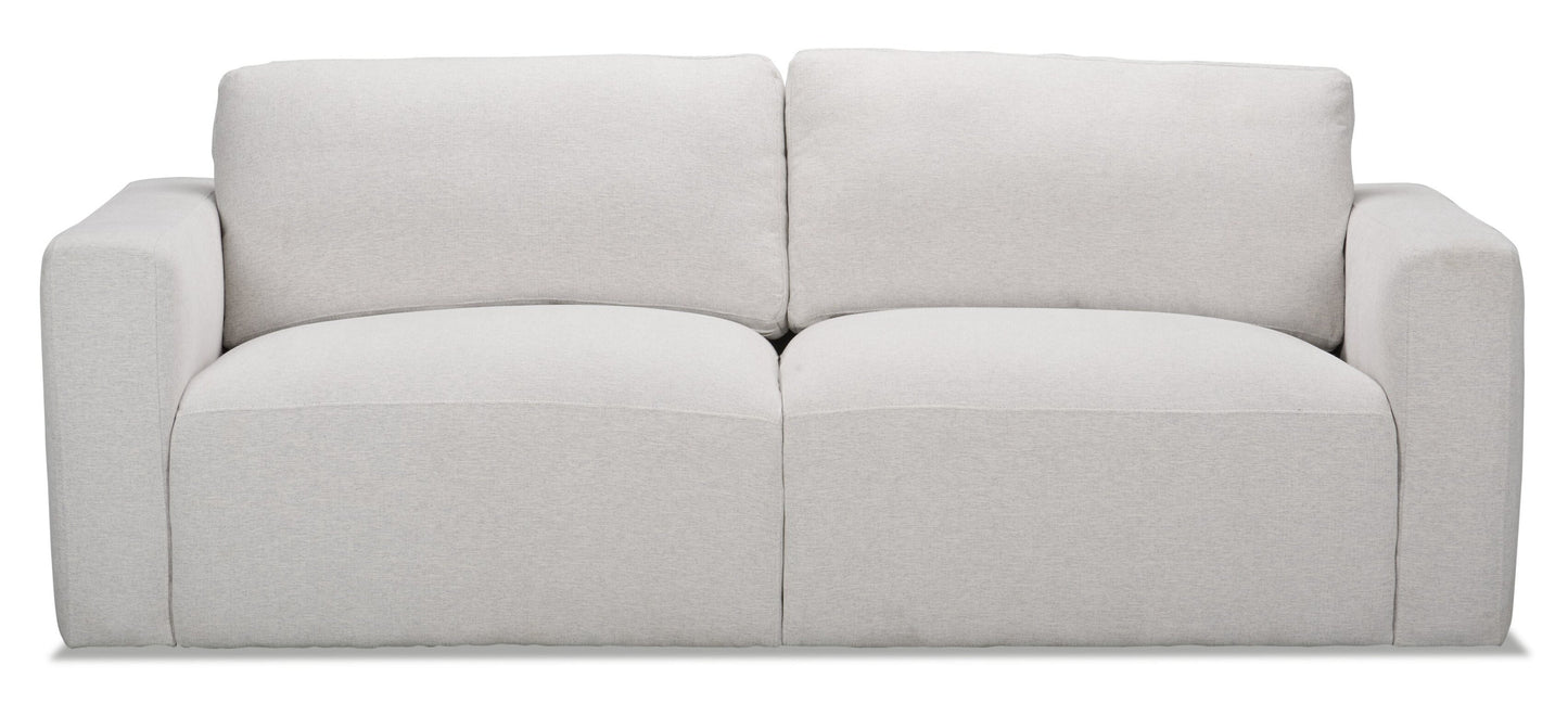 Kort & Co. Lotus 89" Chenille Fabric Sofa with Feather Down Cushions - Linen Grey | Sofa Lotus de Kort & Co. de 89 po en tissu de chenille avec coussins en duvet et plumes - gris lin