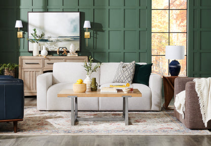 Kort & Co. Lotus 89" Chenille Fabric Sofa with Feather Down Cushions - Linen Grey | Sofa Lotus de Kort & Co. de 89 po en tissu de chenille avec coussins en duvet et plumes - gris lin