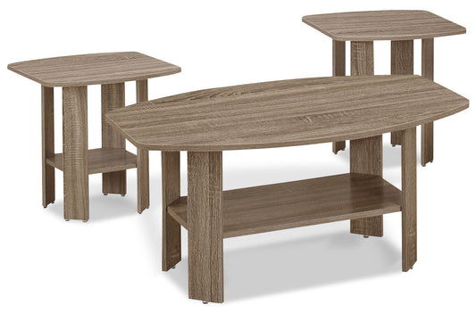 Rosario 36" Modern 3-Pack Coffee + 2 End Tables with Shelf - Dark Taupe |Ensemble 3 tables modernes Rosario de 36 po (table à café et 2 tables de bout) avec tablette - taupe foncée