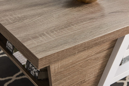 Malik 47.25" Modern Coffee Table with Storage and Shelf - White and Light Brown |Table à café moderne Malik de 47,25 po avec rangement et tablette - blanche et brun clair