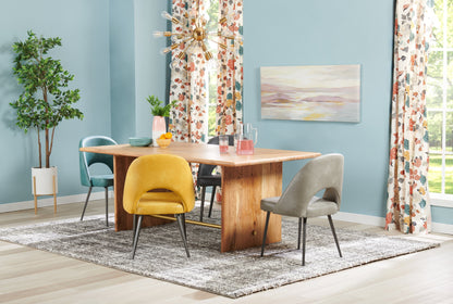 Malta Dining Table, Acacia Wood, Gold Accent, Trestle Base 79"W - Natural Brown | Table de salle à manger Malta de 79 po (L) en acacia avec touches dorées et base à tréteaux - brun naturel