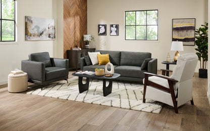 Melrose 84.5" Top-Grain Genuine Leather Sofa with Metal Legs - Grey | Sofa Melrose de 84,5 po en cuir véritable de qualité supérieure avec pattes en métal - gris