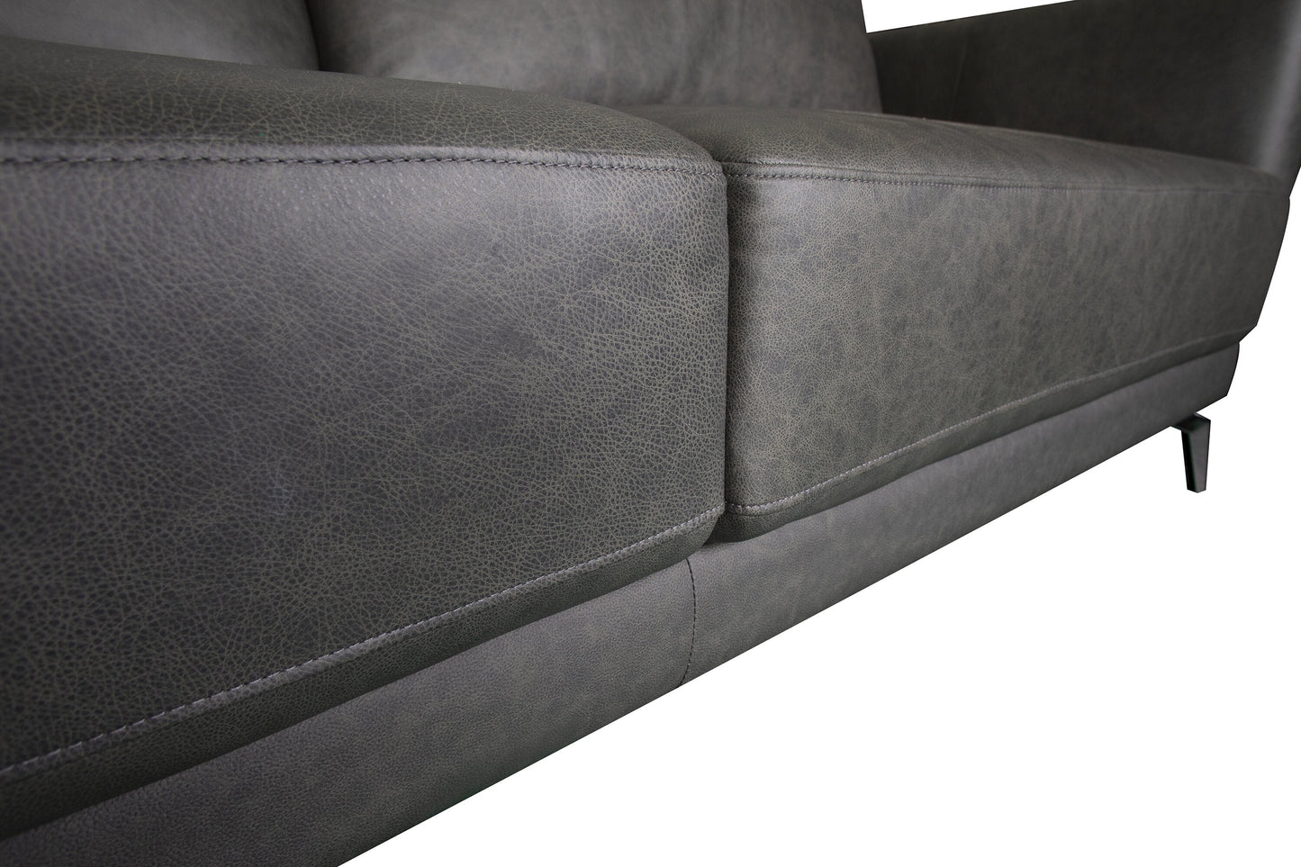 Melrose 84.5" Top-Grain Genuine Leather Sofa with Metal Legs - Grey | Sofa Melrose de 84,5 po en cuir véritable de qualité supérieure avec pattes en métal - gris