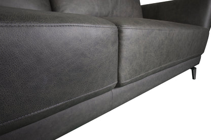 Melrose 84.5" Top-Grain Genuine Leather Sofa with Metal Legs - Grey | Sofa Melrose de 84,5 po en cuir véritable de qualité supérieure avec pattes en métal - gris