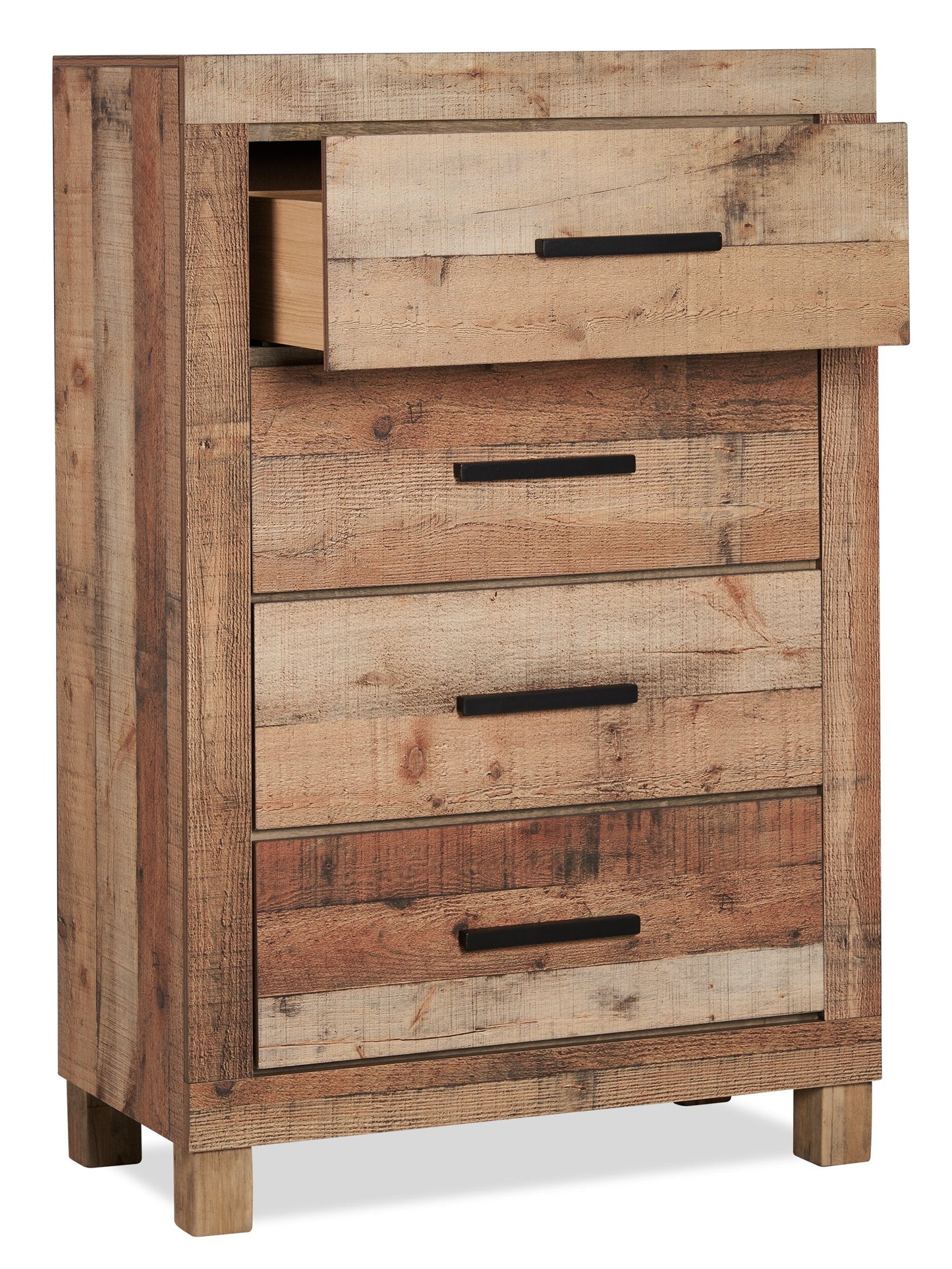 Mojave Bedroom Chest of Drawers, 4-Drawer, 31.4"W x 47.3"H, Rustic - Natural Brown | Commode verticale rustique Mojave de 31,4 po (L) x 47,3 po (H) à 4 tiroirs pour la chambre à coucher - brun naturel