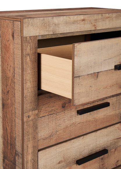 Mojave Bedroom Chest of Drawers, 4-Drawer, 31.4"W x 47.3"H, Rustic - Natural Brown | Commode verticale rustique Mojave de 31,4 po (L) x 47,3 po (H) à 4 tiroirs pour la chambre à coucher - brun naturel