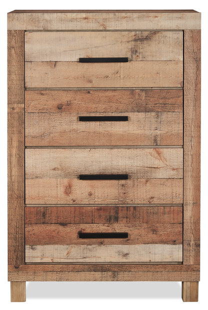 Mojave Bedroom Chest of Drawers, 4-Drawer, 31.4"W x 47.3"H, Rustic - Natural Brown | Commode verticale rustique Mojave de 31,4 po (L) x 47,3 po (H) à 4 tiroirs pour la chambre à coucher - brun naturel