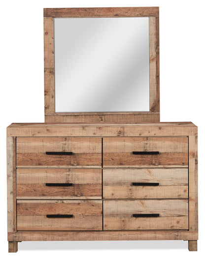 Mojave Bedroom 6-Drawer Dresser, 57.4"W x 37.8"H, Rustic - Natural Brown | Commode rustique Mojave de 57,4 po (L) x 37,8 po (H) à 6 tiroirs pour la chambre à coucher - brun naturel