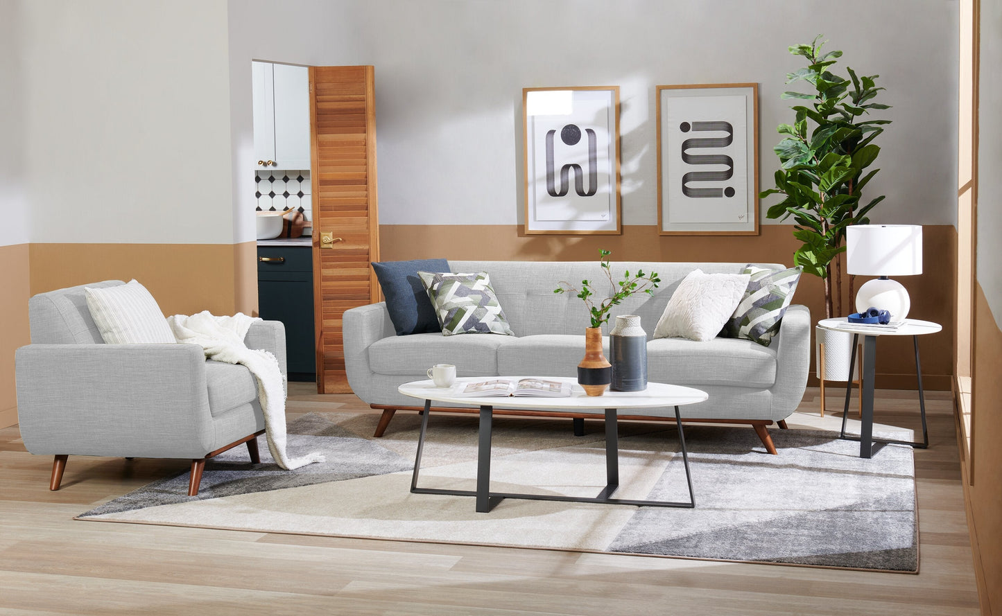Kort & Co. Nico 51" Modern Oval Coffee Table - White Sinetered Stone with Dark Grey Metal Legs|Table à café ovale moderne Nico de Kort & Co. de 51 po - pierre frittée blanche avec pattes en métal gris foncé