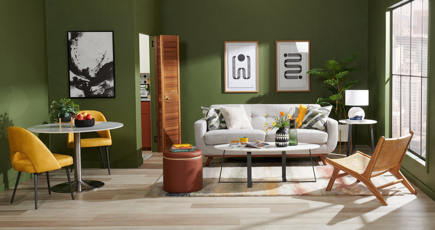 Kort & Co. Nico 51" Modern Oval Coffee Table - White Sinetered Stone with Dark Grey Metal Legs|Table à café ovale moderne Nico de Kort & Co. de 51 po - pierre frittée blanche avec pattes en métal gris foncé