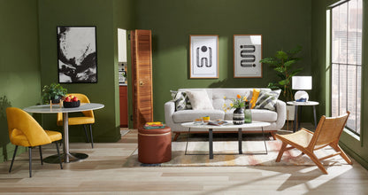 Kort & Co. Nico 51" Modern Oval Coffee Table - White Sinetered Stone with Dark Grey Metal Legs|Table à café ovale moderne Nico de Kort & Co. de 51 po - pierre frittée blanche avec pattes en métal gris foncé