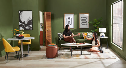 Kort & Co. Nico 51" Modern Oval Coffee Table - White Sinetered Stone with Dark Grey Metal Legs|Table à café ovale moderne Nico de Kort & Co. de 51 po - pierre frittée blanche avec pattes en métal gris foncé