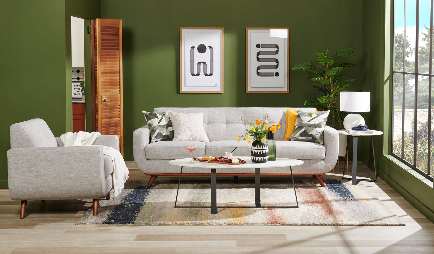 Kort & Co. Nico 51" Modern Oval Coffee Table - White Sinetered Stone with Dark Grey Metal Legs|Table à café ovale moderne Nico de Kort & Co. de 51 po - pierre frittée blanche avec pattes en métal gris foncé