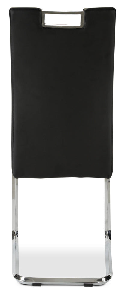 Tuxedo Dining Chair with Vegan-Leather Fabric, Metal - Black | Chaise de salle à manger Tuxedo en tissu de cuir végétalien et en métal - noire