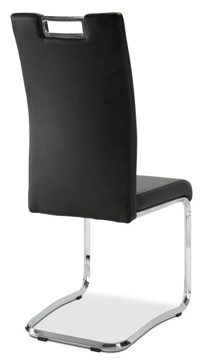 Tuxedo Dining Chair with Vegan-Leather Fabric, Metal - Black | Chaise de salle à manger Tuxedo en tissu de cuir végétalien et en métal - noire