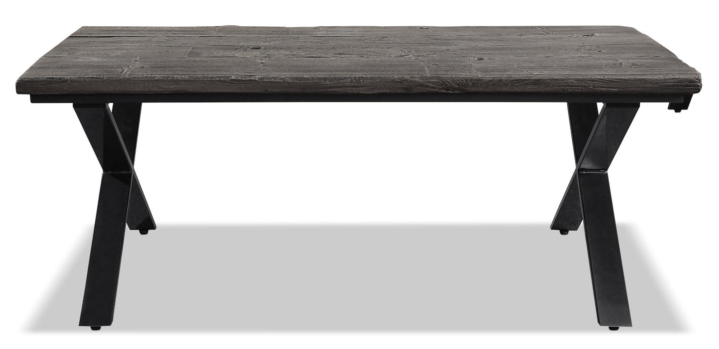 Astana 48" Rustic Coffee Table - Brown with Black Iron Legs|Table à café rustique Astana de 48 po - brune avec pattes en fer noir