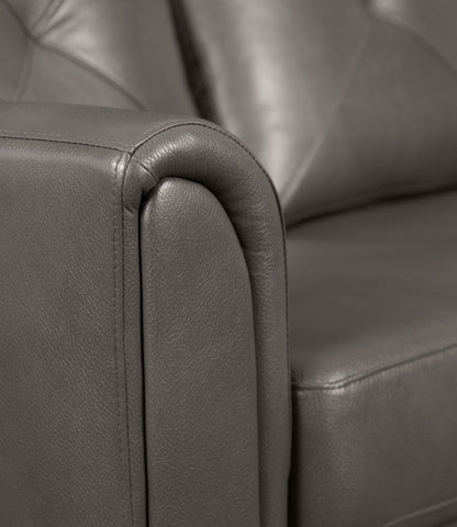 Andi 84" Leather-Look Fabric Sofa with Button Tufting - Grey | Sofa Andi de 84 po en tissu d’apparence cuir avec capitonnage - gris