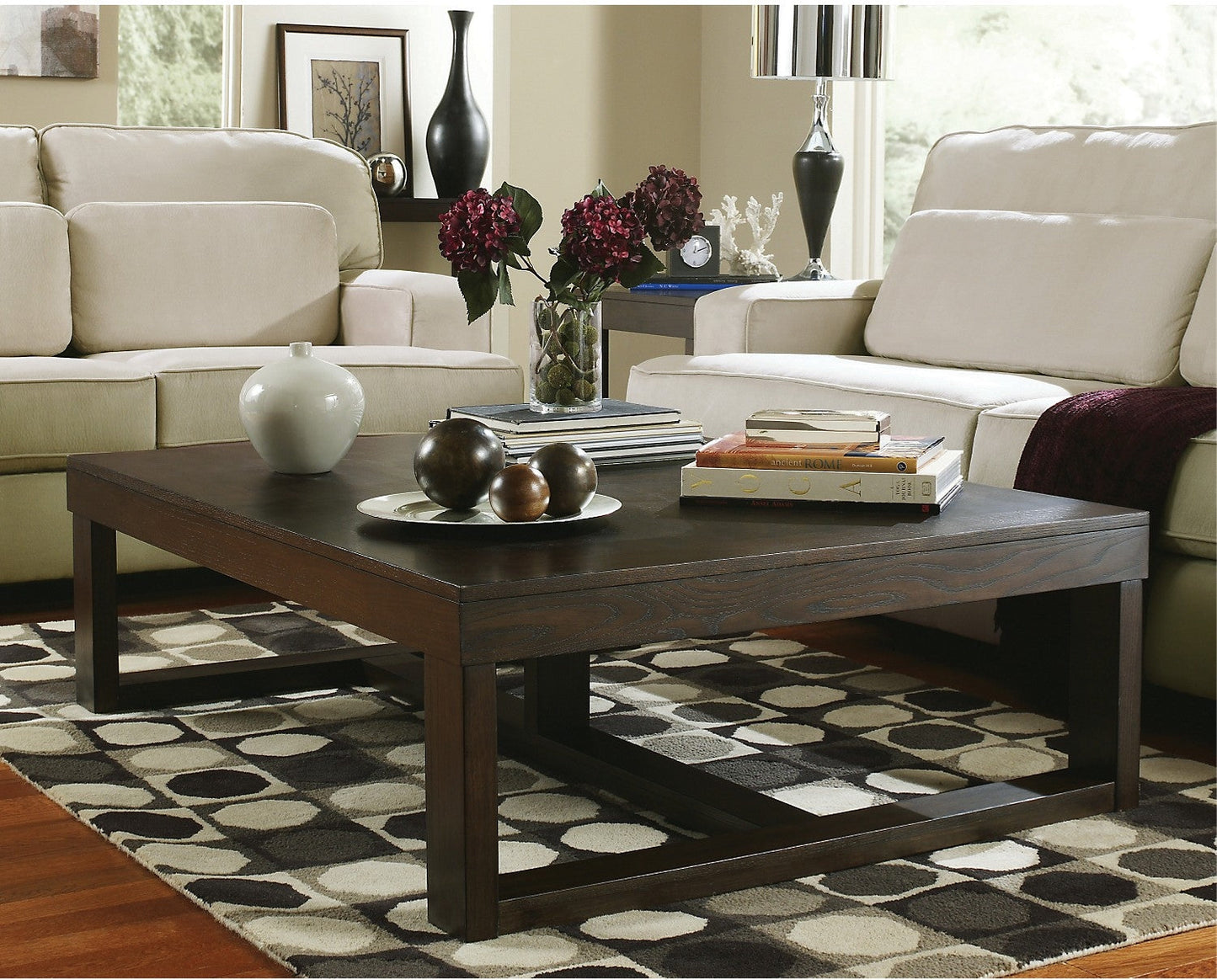 Watson 56" Contemporary Coffee Table - Dark Brown Wood|Table à café contemporaine Watson de 56 po - bois brun foncé