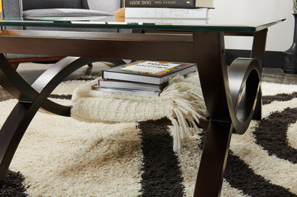 Ricci  48" Modern Glass Top Coffee Table - Glass with Espresso Finished Legs|Table à café moderne Ricci de 48 po avec dessus en verre - verre avec pattes au fini espresso