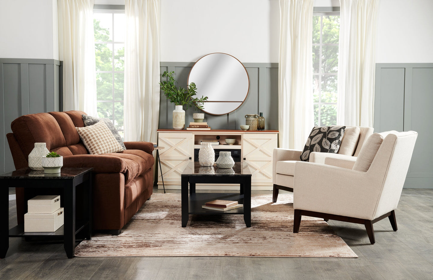 Roma  47.5" 3-Pack Coffee + 2 End Tables with Shelf - Black Marble Look |Ensemble 3 tables Roma de 47,5 po (table à café et 2 tables de bout) avec tablette - imitation de marbre noir