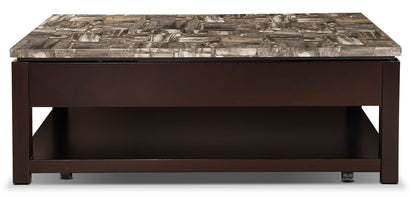 Sicily 48" Traditional Lift Top Coffee Table With Storage, Shelf and Casters - Dark Brown  with Mabl|Table à café traditionnelle Sicily de 48 po avec dessus relevable, rangement, tablette et roulettes