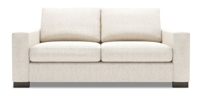 Made in Canada Customizable Sofa Lab Track 75" Chenille Fabric Condo Size Sofa with Track Arms - Luxury Sand Beige | Sofa Track de Sofa Lab de 75 po de format condo fabriqué au Canada en tissu de chenille - beige Luxury Sand | TR093093