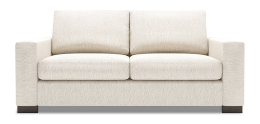 Made in Canada Customizable Sofa Lab Track 75" Chenille Fabric Condo Size Sofa with Track Arms - Luxury Sand Beige | Sofa Track de Sofa Lab de 75 po de format condo fabriqué au Canada en tissu de chenille - beige Luxury Sand | TR093093