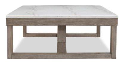 Corsa 56" Modern Coffee Table - Marble Top with Grey Brown Wood Base|Table à café moderne Corsa de 56 po - dessus en marbre avec base en bois gris-brun