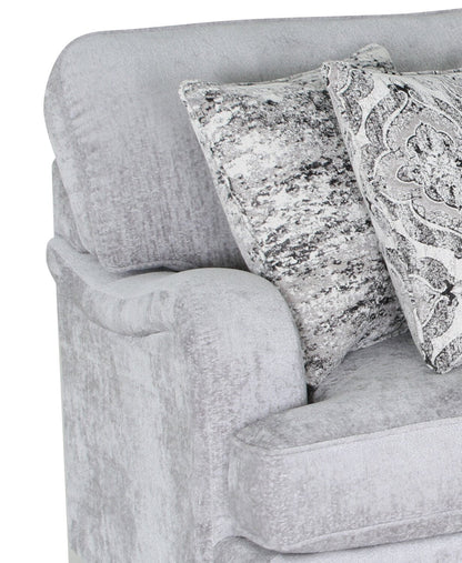 Made in Canada Bellmont 89" Chenille Fabric Sofa with Reversible Cushions and Wood Legs - Platinum Grey | Sofa Bellmont de 89 po fabriqué au Canada en tissu de chenille avec coussins réversibles et pattes en bois - gris platine