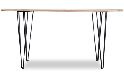 Miya Dining Table with Live Edge, Acacia Wood, Metal, 60"W - Natural | Table de salle à manger Miya de 60 po (L) en acacia et métal avec bordures Live Edge - naturelle