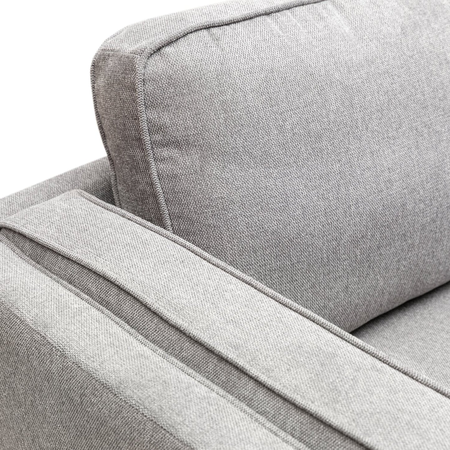 Kort & Co. Kassia 80" Linen-Look Fabric Condo Size Sofa with Wood Base and Legs - Grey | Sofa Kassia de Kort & Co. de 80 po de format condo en tissu d’apparence lin avec base et pattes en bois - gris