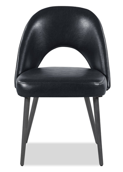 Elijah Dining Chair with Vegan Leather Fabric, Metal - Black | Chaise de salle à manger Elijah en tissu de cuir végétalien et en métal - noire