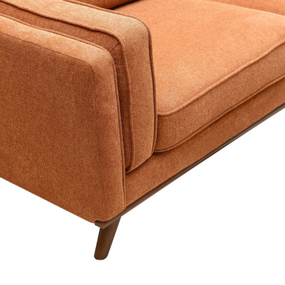 Kort & Co. Kassia 80" Linen-Look Fabric Condo Size Sofa with Wood Base and Legs - Orange | Sofa Kassia de Kort & Co. de 80 po de format condo en tissu d’apparence lin avec base et pattes en bois - orange