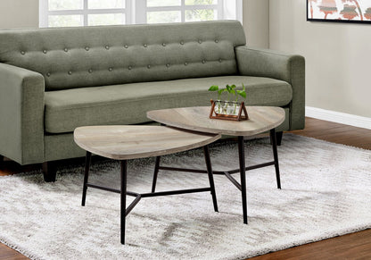 Mason 32.5" Modern 2-Pack Nesting Coffee Tables - Taupe with Black Metal Legs|2 tables à café gigognes modernes Mason de 32,5 po - taupe avec pattes en métal noir