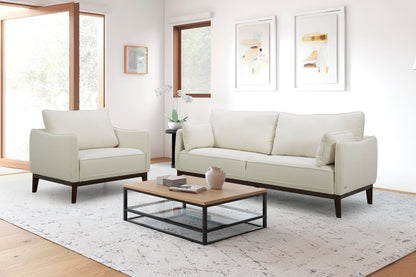 Cindy Crawford Home Gena 78.7" Linen-Look Fabric Condo Size Sofa with Removable Back Cushions - Cotton White | Sofa Gena de Cindy Crawford Home de 78,7 po de format condo en tissu d’apparence lin avec coussins de dossier amovibles - blanc coton