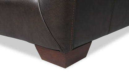 Cindy Crawford Home Royce 84" Genuine Leather Sofa with Removable Cushions and Wood Legs - Chocolate Brown | Sofa Royce de Cindy Crawford Home de 84 po en cuir véritable avec coussins amovibles et pattes en bois - brun chocolat