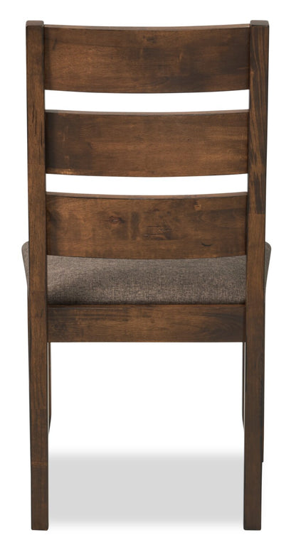 Plum Dining Chair with Polyester Fabric, Wood, Ladder-Back - Nutmeg Brown | Chaise de salle à manger Plum en tissu de polyester et en bois avec dossier en échelle - brun muscade