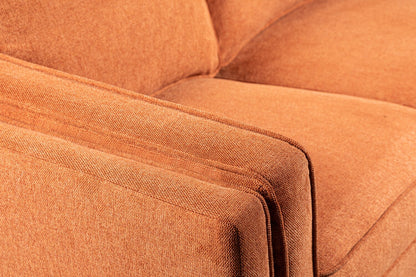 Kort & Co. Kassia 90.6" Linen-Look Fabric Sofa with Wood Base and Legs - Orange | Sofa Kassia de Kort & Co. de 90,6 po en tissu d’apparence lin avec base et pattes en bois - orange