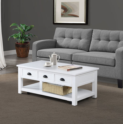 Centennial 48" Modern Lift Top Coffee Table with Storage, Shelf & Casters - White | Table à café moderne Centennial de 48 po avec dessus relevable, rangement, tablette et roulettes - blanche