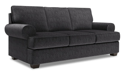 Made in Canada Customizable Sofa Lab Roll 86" Chenille Fabric Sofa with Rolled Arms - Luxury Charcoal Grey | Sofa Roll de Sofa Lab de 86 po fabriqué au Canada en tissu de chenille avec accoudoirs enroulés - gris Luxury Charcoal | RO102993