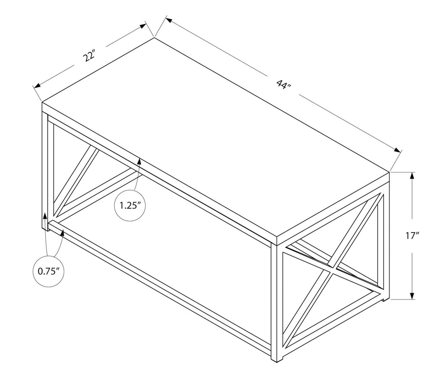 Harper 44" Modern Coffee Table - White with Chrome Metal Base|Table à café moderne Harper de 44 po - blanche avec base en métal chromé