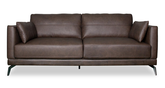 Melrose 84.5" Top-Grain Genuine Leather Sofa with Metal Legs - Dark Brown | Sofa Melrose de 84,5 po en cuir véritable de qualité supérieure avec pattes en métal - brun foncé