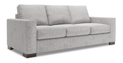 Made in Canada Customizable Sofa Lab Track 85" Linen-Look Fabric Sofa with Track Arms - Luna Domino Grey | Sofa Track de Sofa Lab de 85 po fabriqué au Canada en tissu d’apparence lin avec accoudoirs rectilignes - gris Luna Domino | TR102191