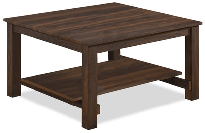 Jordi 31.5" Traditional Coffee Table with Shelf - Brown Walnut Finish Wood|Table à café traditionnelle Jordi de 31,5 po avec tablette - bois au fini noyer brun
