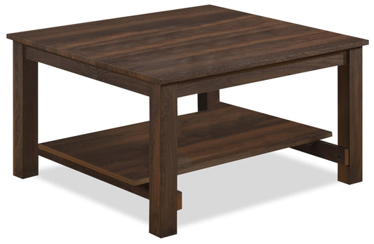 Jordi 31.5" Traditional Coffee Table with Shelf - Brown Walnut Finish Wood|Table à café traditionnelle Jordi de 31,5 po avec tablette - bois au fini noyer brun