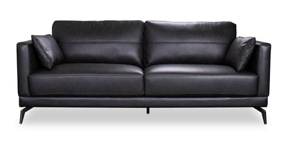 Melrose 84.5" Top-Grain Genuine Leather Sofa with Metal Legs - Black | Sofa Melrose de 84,5 po en cuir véritable de qualité supérieure avec pattes en métal - noir