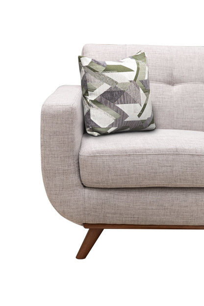 Kort & Co. Freeman 88" Linen-Look Fabric Sofa with Wood Base and Tufted Back Cushions - Dove White | Sofa Freeman Kort & Co. de 88 po en tissu d’apparence lin avec pattes en bois et coussins de dossier capitonnés - blanc colombe